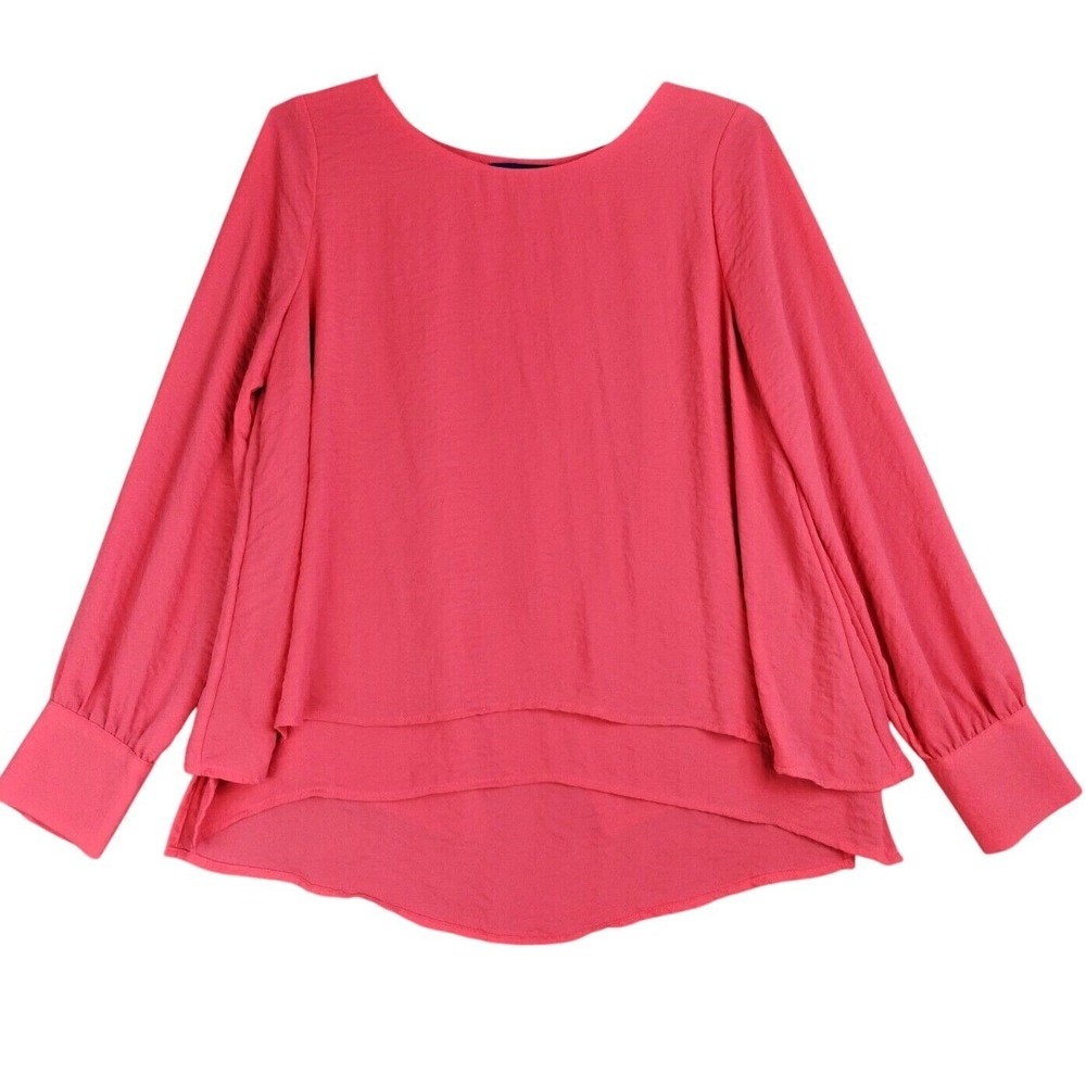 Apt 9 Blouse Womens Small Pink Chifffon Layered Split Back Long Sleeve